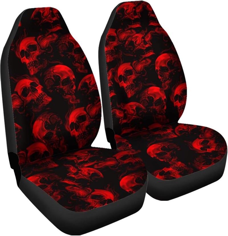 Howilath Red Gothic Flame Skull Print Car Seat Cover for Women, Universal Fit 2 Piece Stretchy Breathable Bucket Vehicles Seat Cover Front Seats for SUV Van Sedan - Image 2